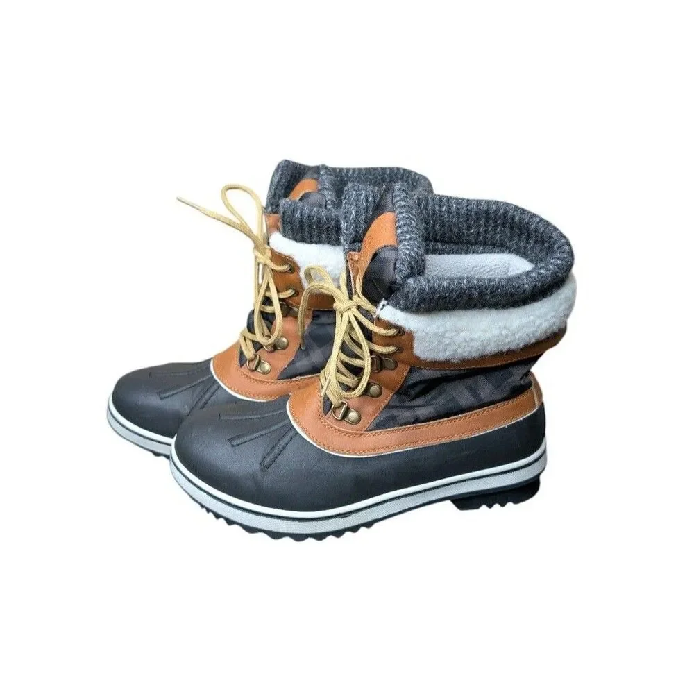 Aleader Women’s Duck Boots 8.5 Black/Brown Plaid Thinsulate Waterproof